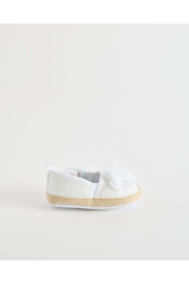 White Oversized Flower Baby Pram Shoe