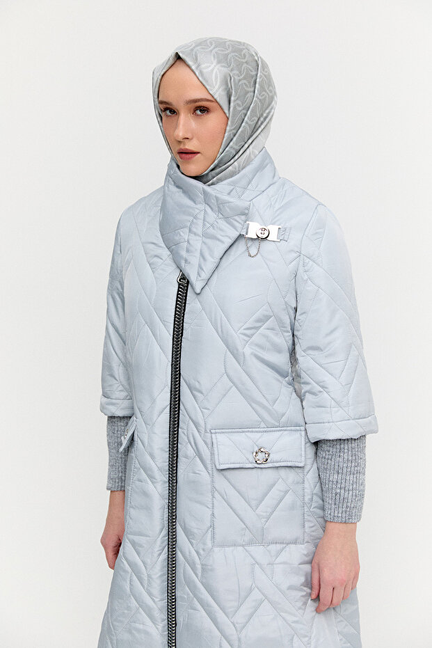 Mendil Yakalı Kapitone Kaban - 3