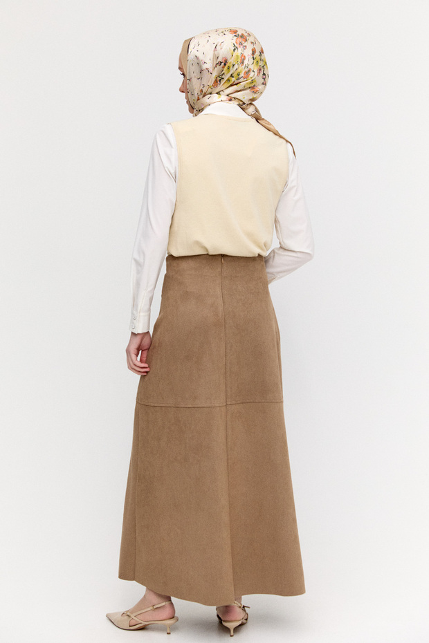 Süet Görünümlü Anvelop Etek - 4