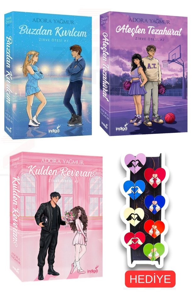 Buzdan Kıvılcım-Ateşten Tezahürat-Külden Reverans-3'lü Set-8'li Kalp Ayraç Hediye