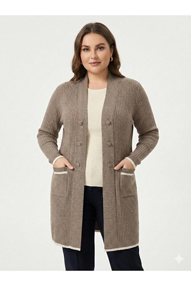 Kadın Triko Uzun Tunik Hırka - 1