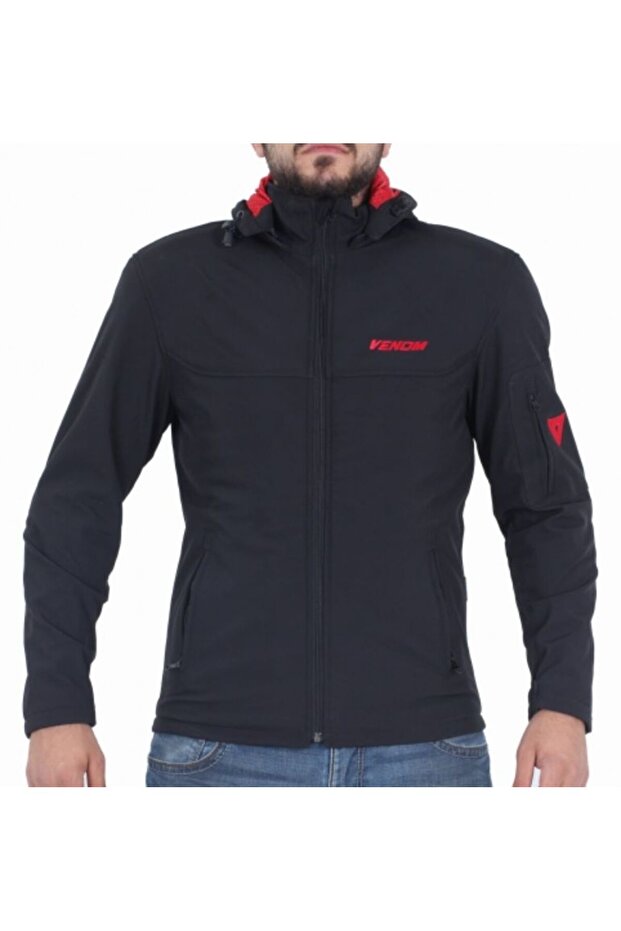 Soft Shell Jaws Black Colored Protected Biker Coat