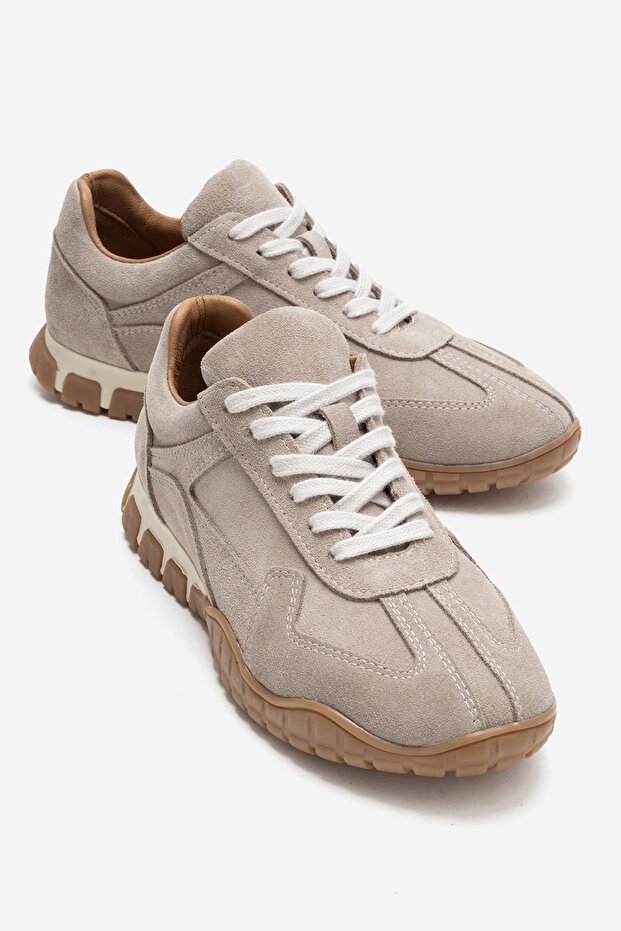 Lars Beige Suede Genuine Leather Women's Casual Sneaker