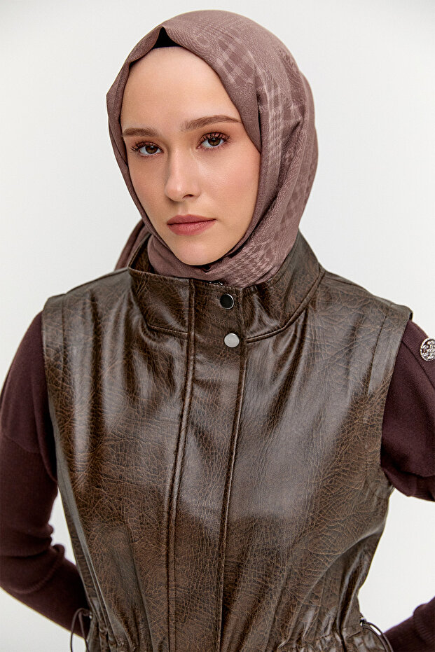 Croco Suni Deri Yelek - 3