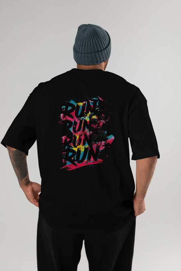 Gym, Sports, Fitness 66 Back Printed Black Oversize T-Shirt Men's Women's Cotton Crew Neck T-Shirt