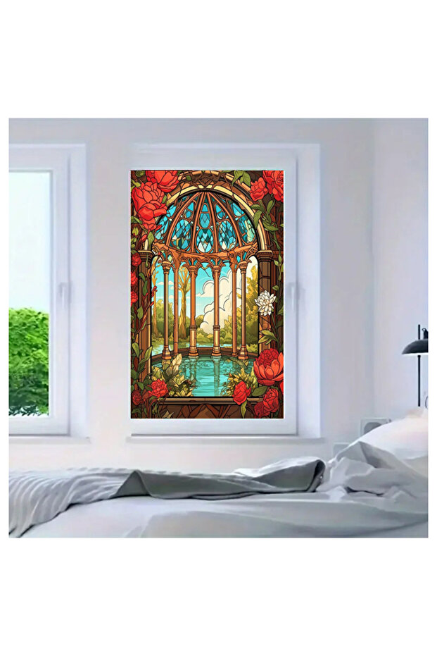 Glass Stained Glass Foil, Self Adhesive, Patterned Frosted Glass Foil 61X100 cm