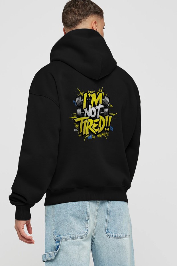Gym, Sports, Fitness 87 Black Hoodie with Back Print Oversize Hooded Sweatshirt Men Women