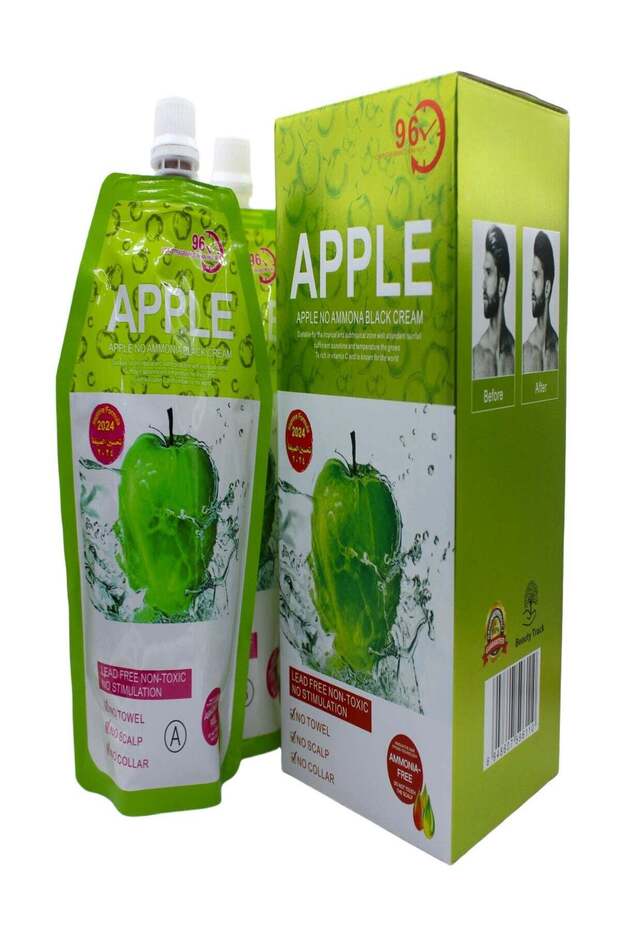 Beauty Track Apple Ammonia-Free Black Hair Dye Cream – Lead-Free, Non-Toxic, Gentle Formula for Na