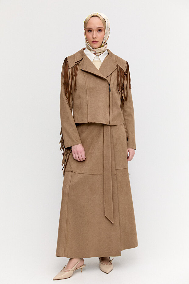 Süet Görünümlü Anvelop Etek - 2