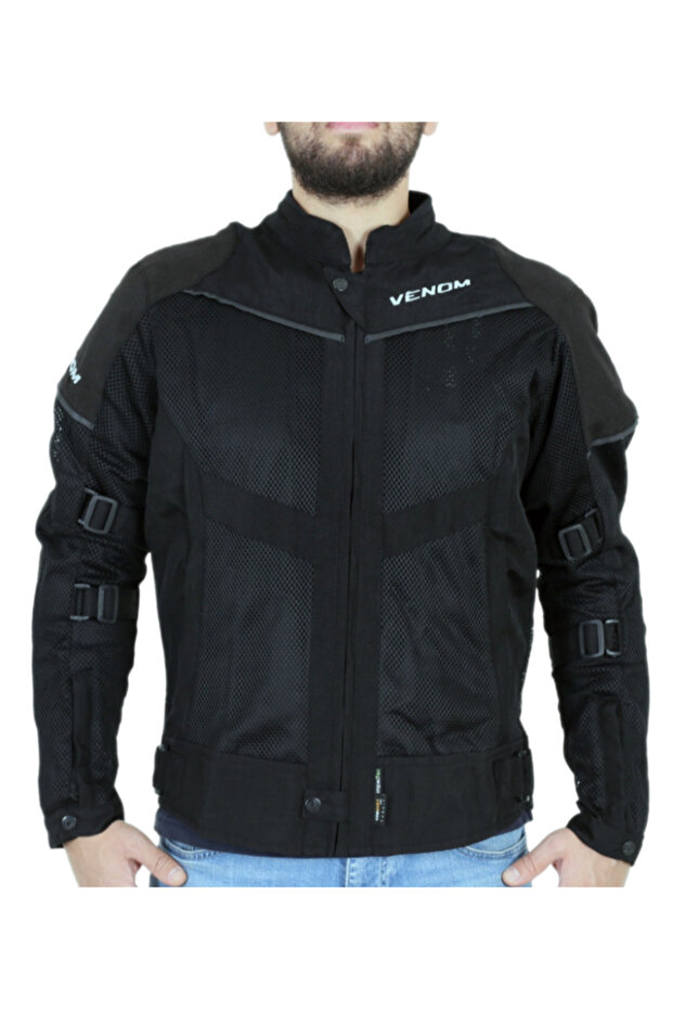 Motorcycle Montu Rock Cordura Men's Black Mesh Biker Jacket
