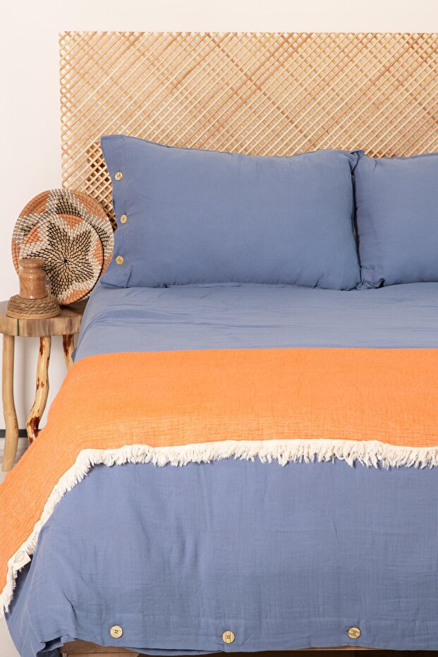 Cloudy Mood 100% Cotton Muslin Single Duvet Cover Set - 160X220 cm