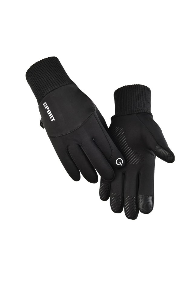 L black Waterproof Thermal Touch Screen Winter Gloves - Warm Sport Gloves for Men Women (Running Cyc