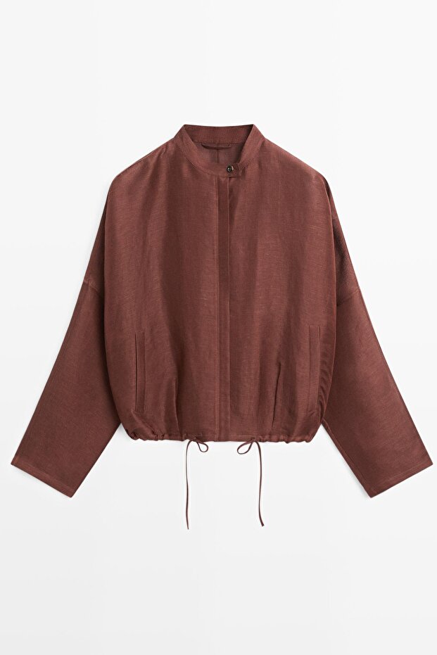 Linen blend bomber jacket - 5