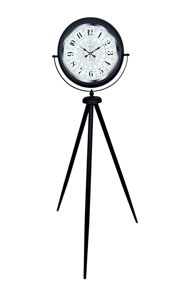 ساعة أنيقة ذات قاعدة ثلاثية الأرجل منقوشة باللون الأسود - 2