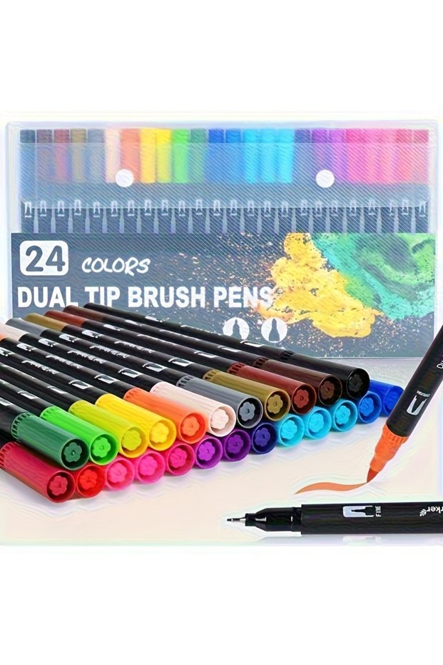 Multi Vibrant Double-Ended Watercolor Markers – Art Set for Drawing & Crafts, Durable Plastic Bodies