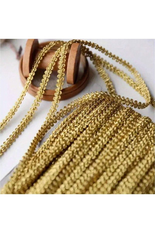 5M NT1314 5 /2Meters Gold Lace Trims Knitted Ribbon Tapes Fabric Sewing Piping for Cosplay Clothes H