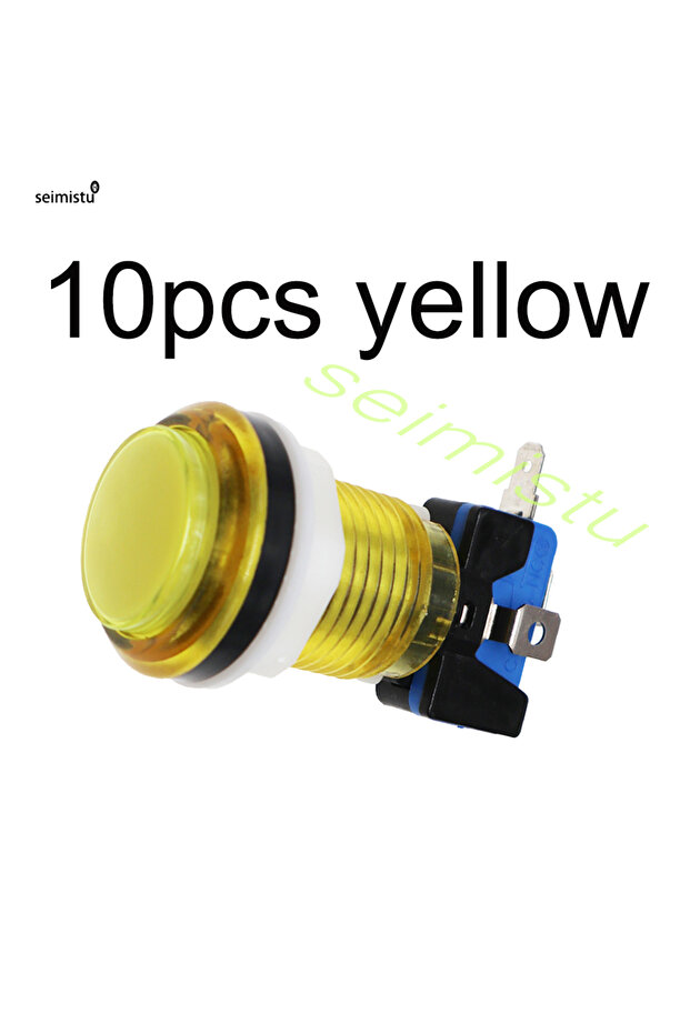10 قطع من أزرار ألعاب الأركيد LED الصفراء، 5 فولت/12 فولت، مصابيح LED شفافة مضيئة
