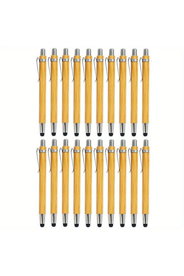 20Pcs 20Pcs Bamboo Ballpoint Pens with Stylus - Natural Wood Click Pens for Office, Advertising Gift