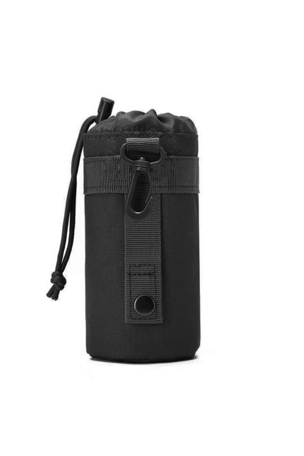 حامل زجاجة مياه متعدد الوظائف من BK Outdoor Molle، مناسب للتخييم والمشي لمسافات طويلة وركوب الدراجات، مزود بحبل سحب.