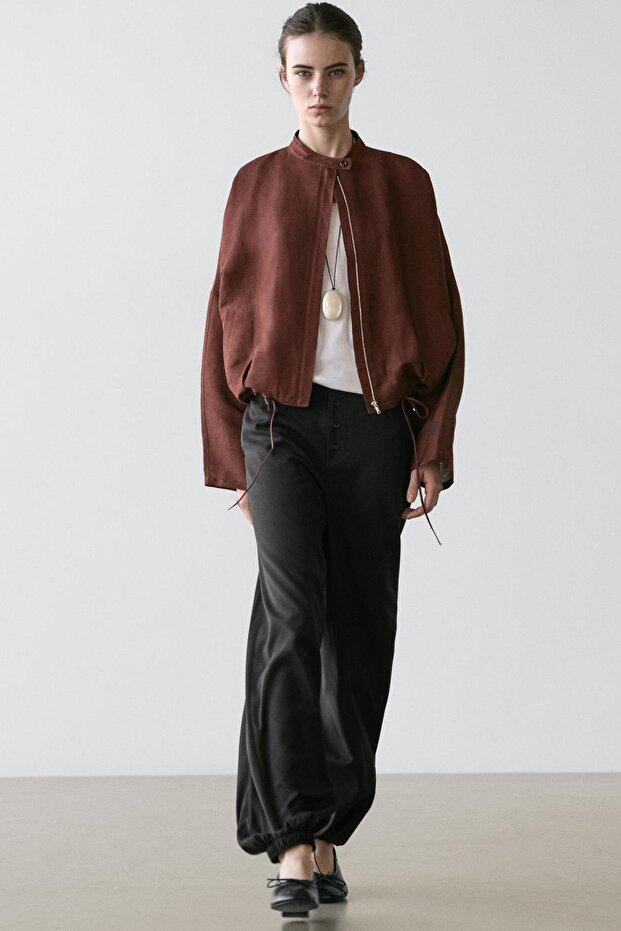 Linen blend bomber jacket - 2