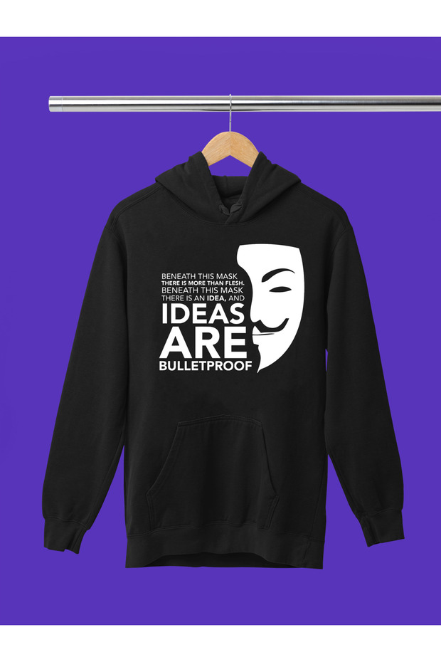 V for Vendetta Printed Cotton Long Sleeve Fleece-Lined 3 Yarns Hooded Sweatshirt