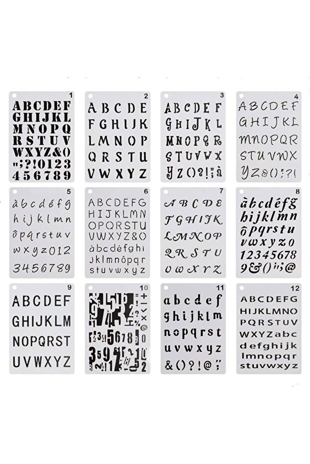 12pcs Letter Stencil 12/24pcs Letter Stencils Drawing Painting Template Set Number Alphabet Letter D
