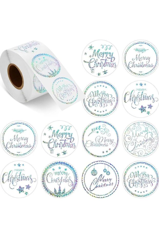 A-1inch 500pcs 1inch Merry Christmas Stickers Labels Envelope Seal Sticker Xmas Decor Supplies with
