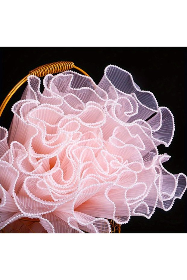 Champagne pearl 28cmx4yard Flower Wrapping Paper Pearl Wave Yarn Flower Packaging Lace Mesh Florist
