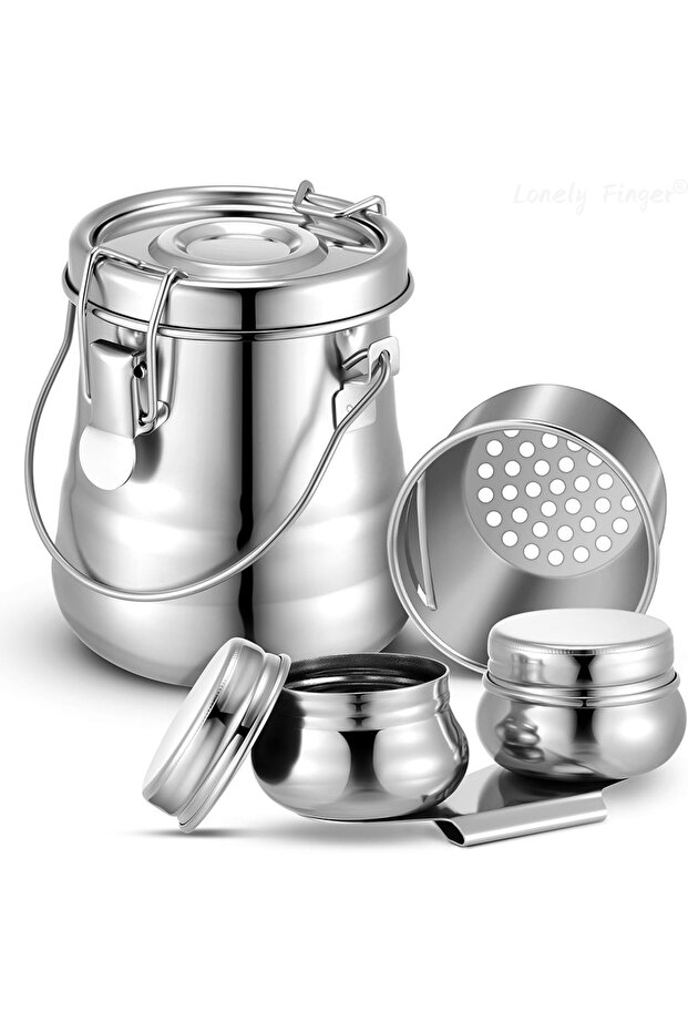 Value Set Paint Brush Cleaner Airtight Stainless Steel Double Dipper Palette Cup Portable Paint Brus