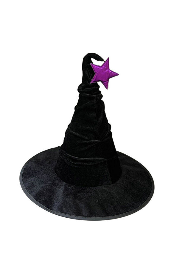 C Halloween crumpled witch hat party, witch hat black velvet witch costume makeup accessories hat d.
