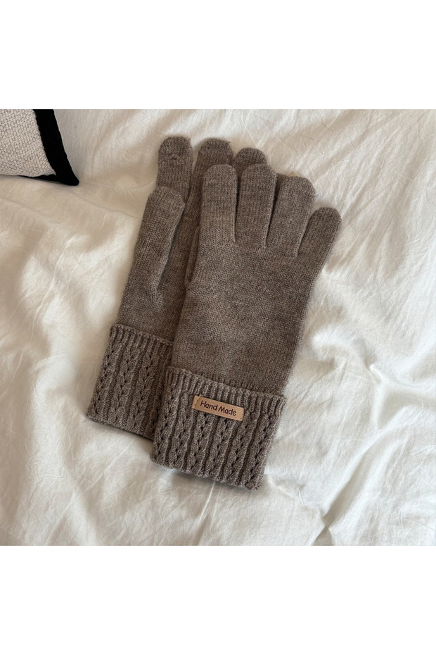 Mocha Korean High Quality Knitted Gloves for Women Missing Fingers Touch Screen Protector Gloves Sim