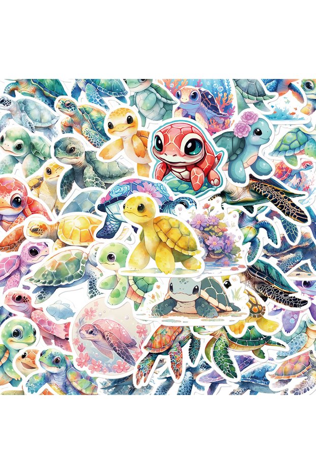 50PCS 10/30/50pcs Cute Cartoon Blue Sea World Turtle Aesthetic Stickers Kids Toy Phone Case Laptop F
