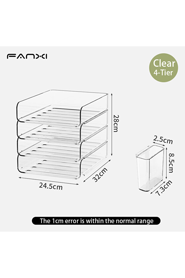 4-Tier-BT-S Desk Organizer with 2 Vertical File Holder, 4 Tier Stackable Paper Letter Tray File Orga