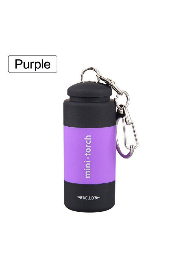Purple USB Rechargeable LED Multifunctional Strong Light Pocket Keychain Flashlight Waterproof Outdo