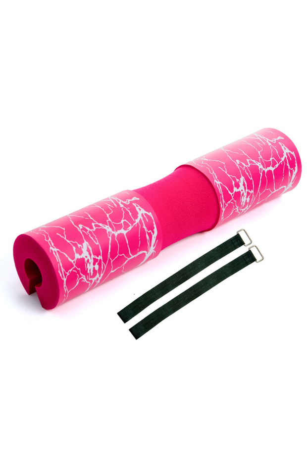 Pink Barbell Squat Pad Foam Neck Shoulder Support with Straps for Hip Thrusts Lunges Weight Lifting