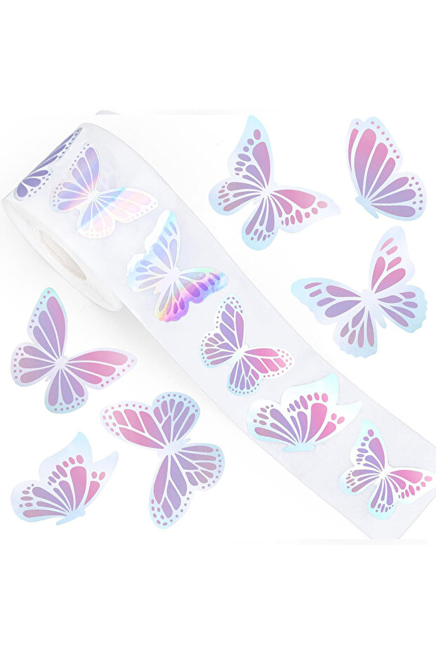 Laser Butterfly-3cm 500pcs Laser Butterfly Stickers Cute Gift Box Thank You Stickers Packaging Decor