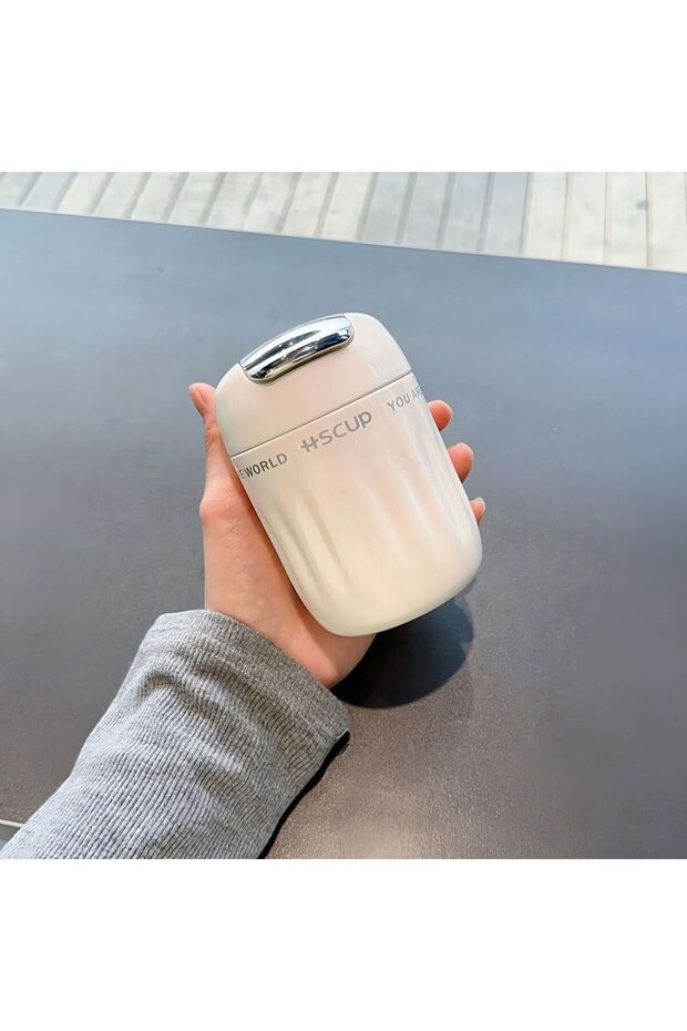 201-300ml WHITE 1pc 220ml Insulated Coffee Tumbler with Built-in Tea Strainer - Leakproof, Portable