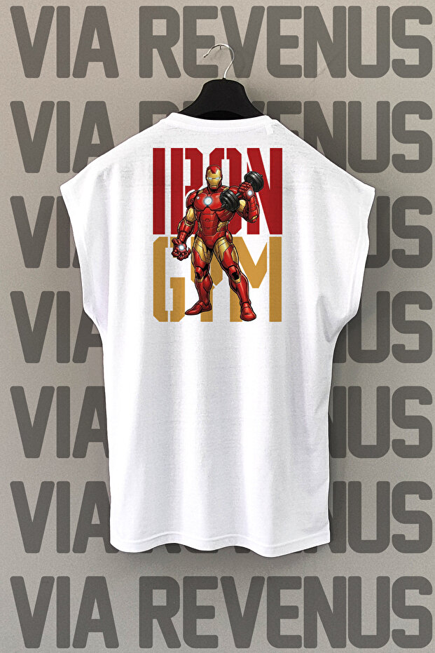 تيشيرت رياضي من Iron Gym Back مطبوع بدون أكمام مصنوع من القطن بنسبة 100%