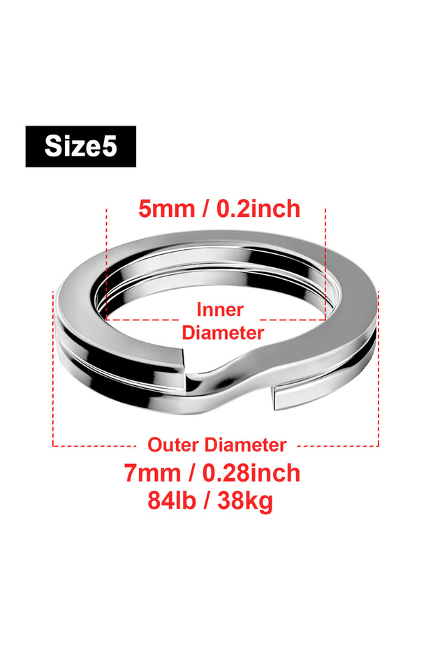 size 5 FishTrip Fishing Split Rings 30pcs Stainless Steel for Fishing Lures Heavy Duty Saltwater Fis
