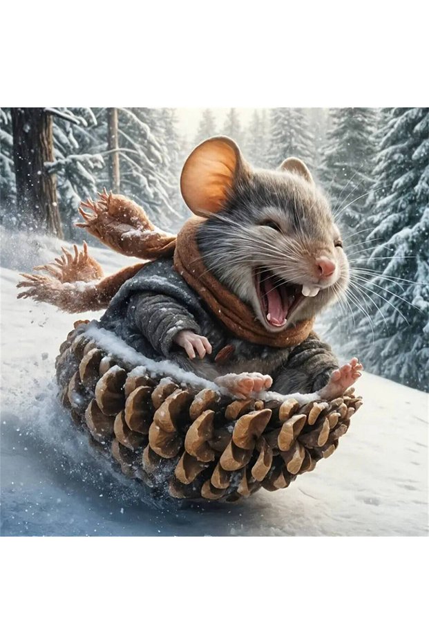 Full Square 30X30cm 9931 Huacan 5D DIY Skiing Squirrels Diamond Painting Winter Snow New Arrivals 20