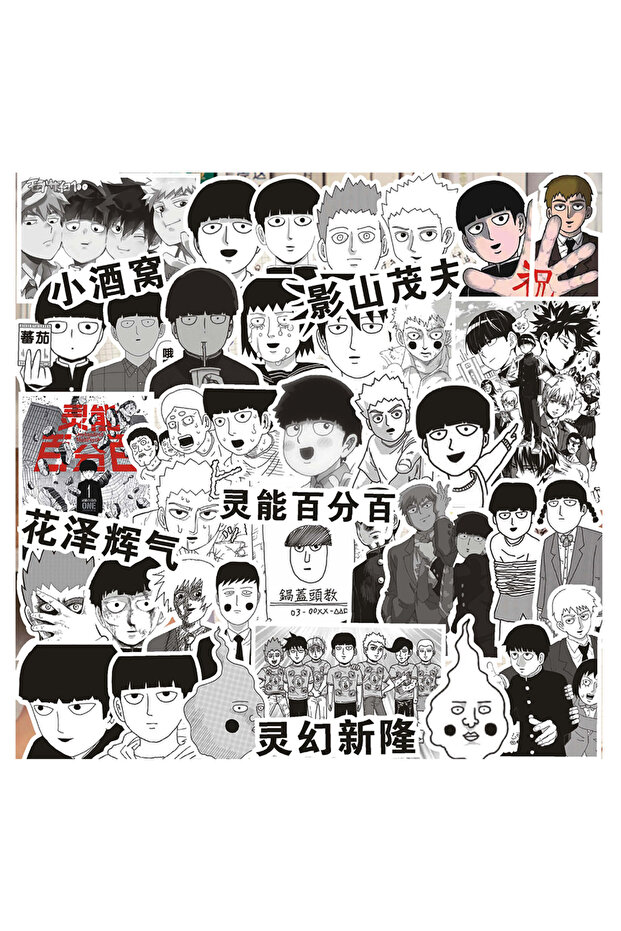 Bandai 70PCS 10/30/70pcs Black White Anime Mob Psycho 100 Stickers Decals DIY Graffiti Motorcycle La