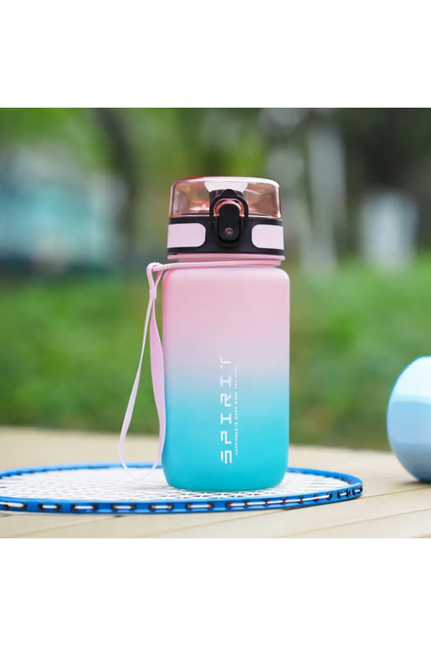 Pink Blue 500ML 500ml/650ml Gradient Sports Water Bottle with Time Marker - Leak-Proof, Durable PC M