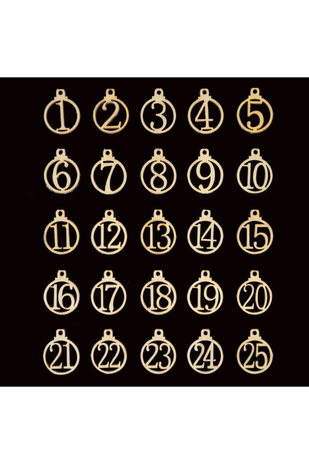 25pcs Number Number 1-25 Digital Wooden Christmas Advent Calendar Countdown DIY Xmas Tree Ornament