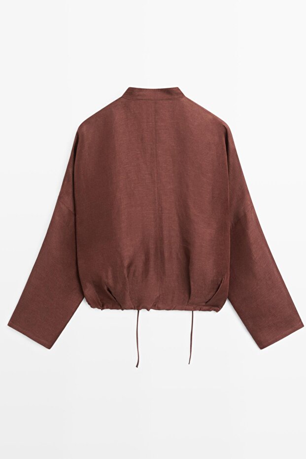 Linen blend bomber jacket - 8