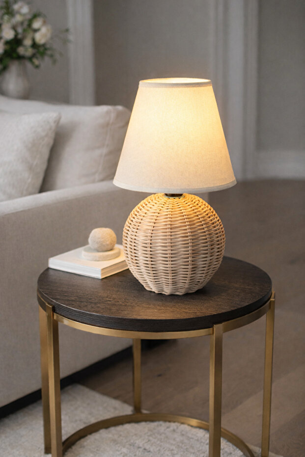 Boheme Abajur Hasır Bambu Gövde E-27 Duy - 1