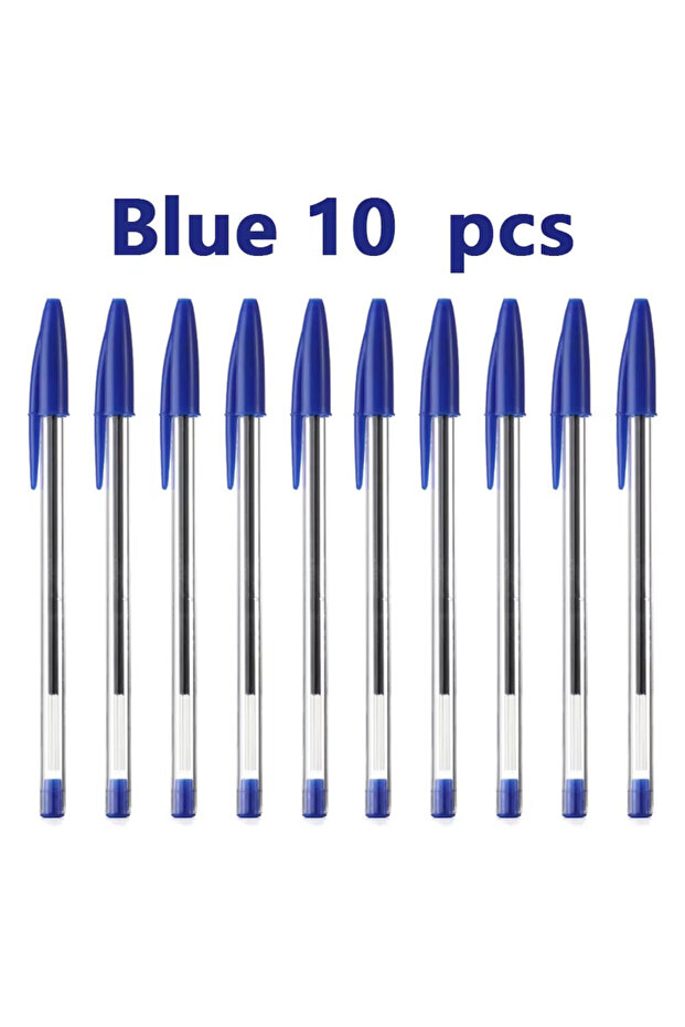 Blue 10pcs 50/100Pcs Ballpoint Pens 1.0mm Blue Black Plastic Ball Point Pen Student Gift School Offi