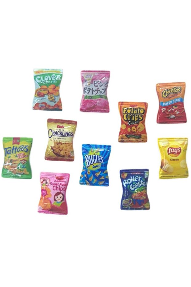 Other WHITE 10PCS/Lot 1/6 Scale Dollhouse Miniature Resin Chips Model Mini Snack for Doll House Deco