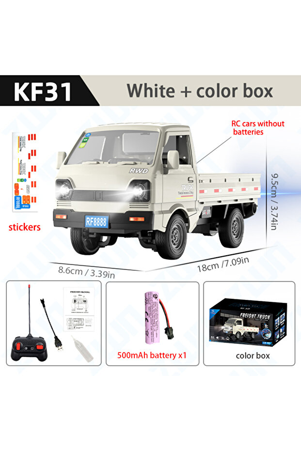 KF31 White ZWN 1:16/1:18 RC CAR Simulation Drift Climbing Truck Led Light Small Cargo Remote Cont