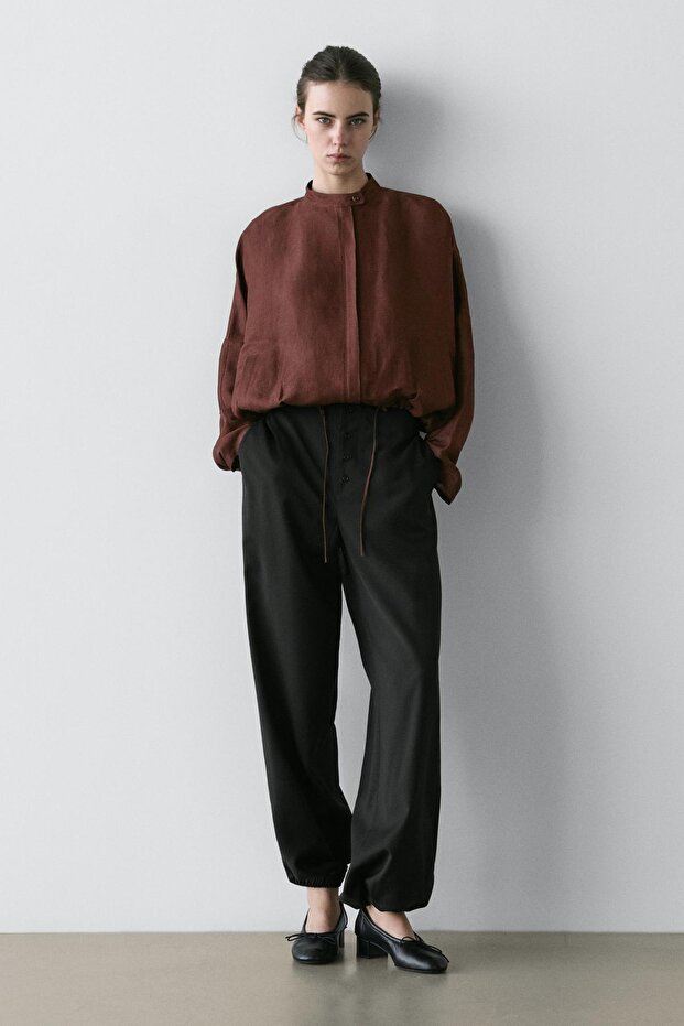 Linen blend bomber jacket - 1