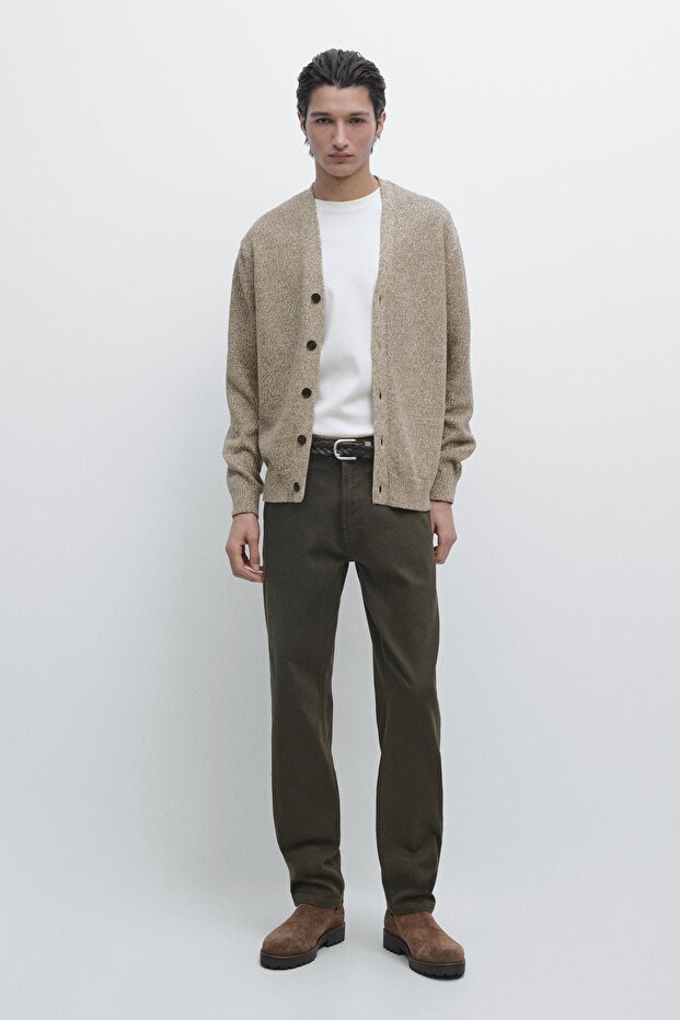 Düğmeli pamuklu triko hırka - 1